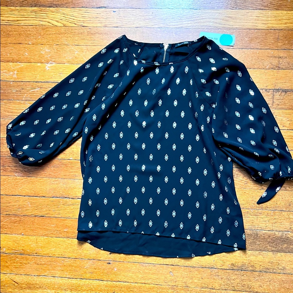 Papermoon black and gold foil blouse, S, NWT